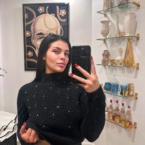 Black flower sweater with gems by Parker